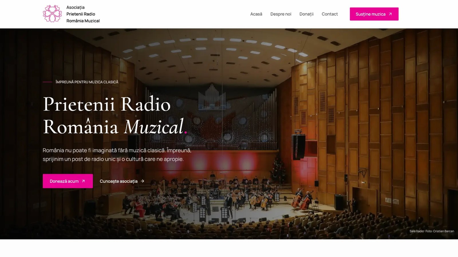 Site-ul Asociației Prietenii Radio România Muzical, cu campanie de donații pentru muzica clasică